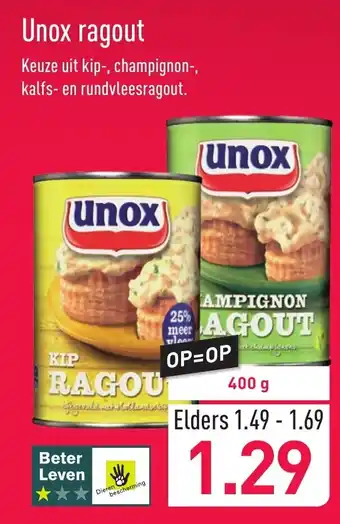 ALDI Unox Ragout 400g aanbieding