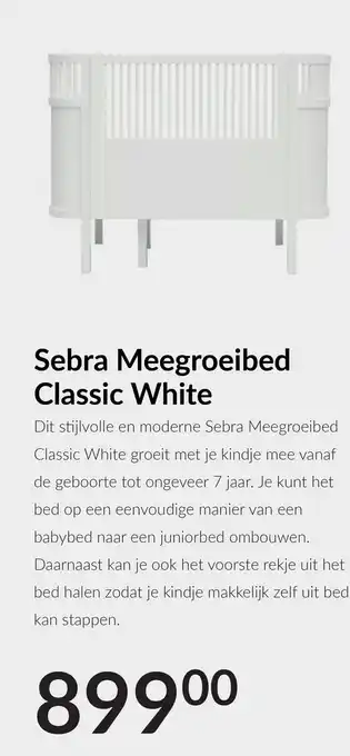 Babypark Sebra Meegroeibed Classic White aanbieding