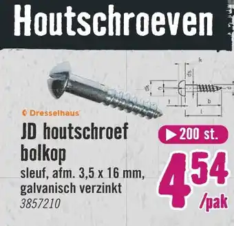 Hornbach JD houtschroef bolkop aanbieding