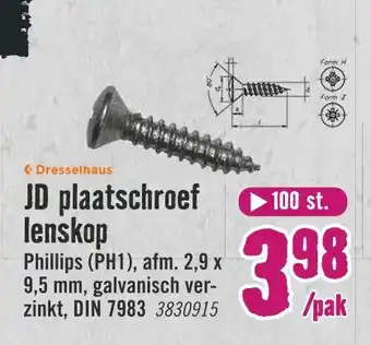 Hornbach JD plaatschroef lenskop aanbieding