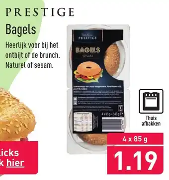 ALDI Prestige Bagels 4*85g aanbieding