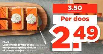 PLUS Plus luxe oranje tompoucen oranje marsepeingebakjes aanbieding