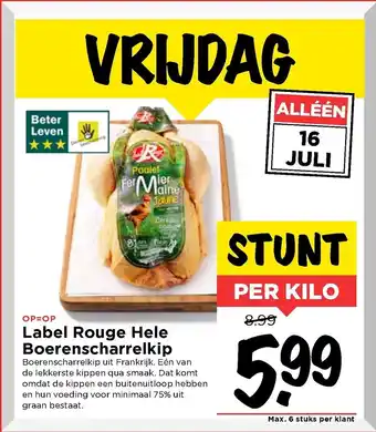 Vomar Voordeelmarkt Label Rouge Hele Boerenscharrelkip 1kg aanbieding