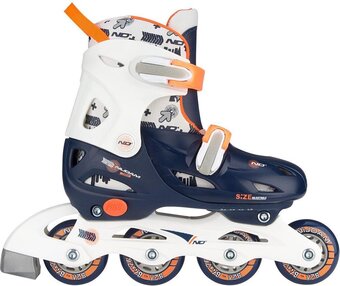 Bol.com Nijdam inlineskates junior verstelbaar - hardboot - marine/wit/oranje - 27-30 aanbieding