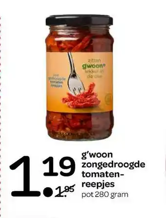 Spar G'woon zongedroogde tomatenreepjes 280 gram aanbieding