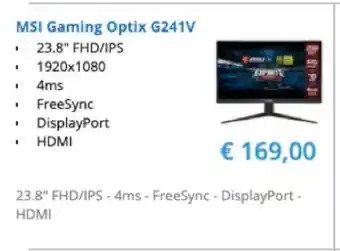 Hardware Expert Msi gaming optix g241v monitor aanbieding