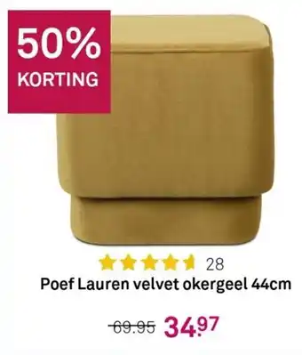 Karwei Poef Lauren velvet okergeel 44CM aanbieding