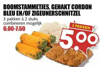 MCD Supermarkt Boomstammetjes, gehakt cordon bleu en-of zigeunerschnitzel aanbieding