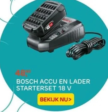 Praxis Bosch accu en lader starterset 18 v aanbieding