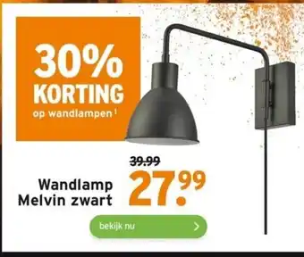 GAMMA Wandlamp melvin zwart aanbieding