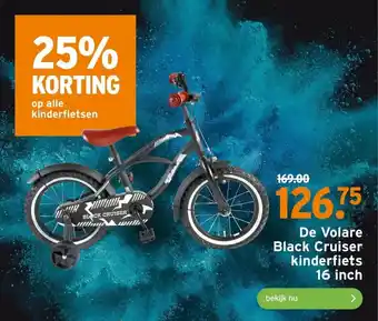 GAMMA De Volare Black Cruiser kinderfiets 16 inch aanbieding