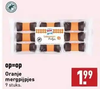 ALDI Op=op oranje mergpijpjes 9 stuks. aanbieding