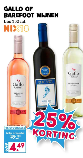 Boon`s Markt Gallo of barefoot wijnen aanbieding