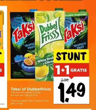 Vomar Voordeelmarkt Taksi of Dubbelfrisss 1.5 liter aanbieding