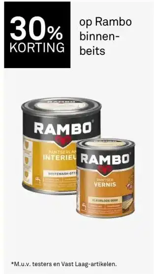 Karwei 30% korting op rambo binnenbeits aanbieding