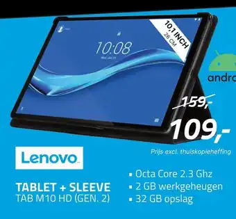 Obbink Lenovo tablet + sleeve tab m10 hd (gen. 2) aanbieding