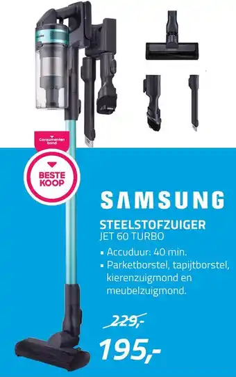 Obbink Samsung steelstofzuiger jet 60 turbo aanbieding