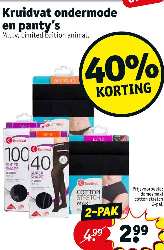 Kruidvat ondermode en panty's aanbieding bij Kruidvat