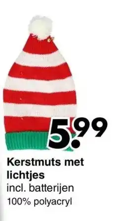 Wibra Kerstmuts met lichtjes aanbieding