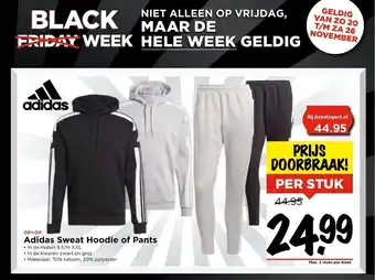 Vomar Voordeelmarkt Adidas Sweat Hoodie of Pants maten S t/m XXL aanbieding