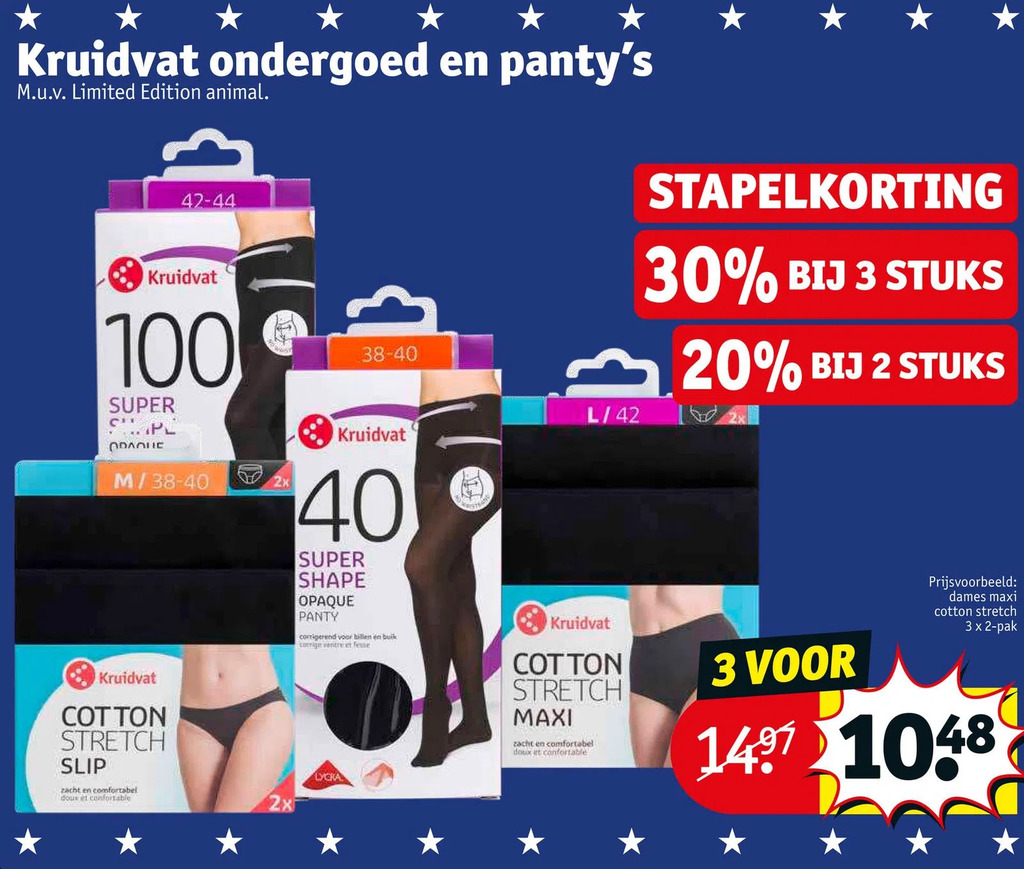 Kruidvat ondergoed en panty's aanbieding bij Kruidvat