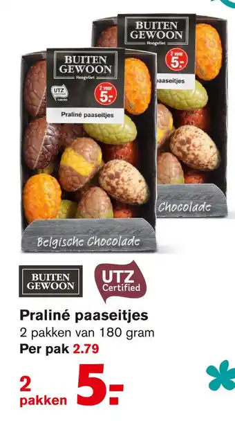 Hoogvliet Praliné paaseitjes 180g aanbieding