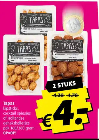 Boni Tapas kipsticks, cocktail spiesjes of Hollandse gehaktballetjes aanbieding