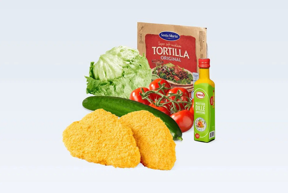 Frisse wraps met kipschnitzel en salade aanbieding bij Picnic