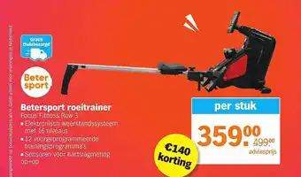 Albert Heijn Betersport roeitrainer focus fitness row 3 €140 korting aanbieding