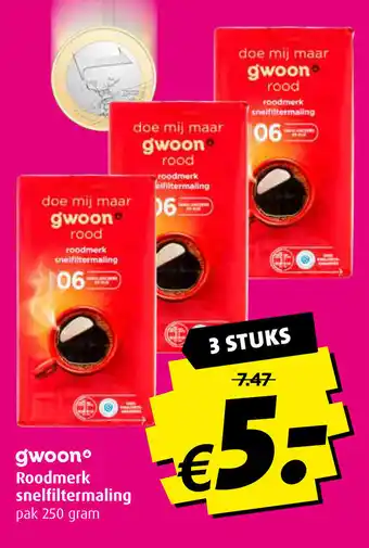 Boni Gwoon roodmerk snelfiltermaling 250 gram aanbieding