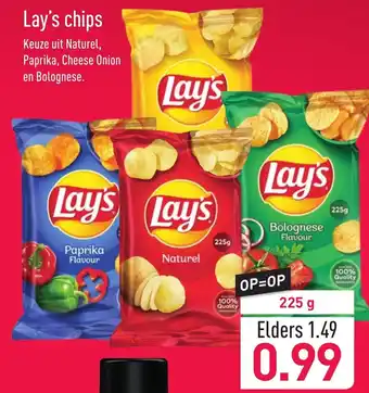 ALDI Lay's  chips 225g aanbieding