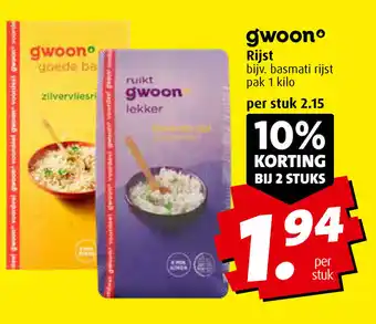 Boni Gwoon basmati rijst 1 kilo aanbieding