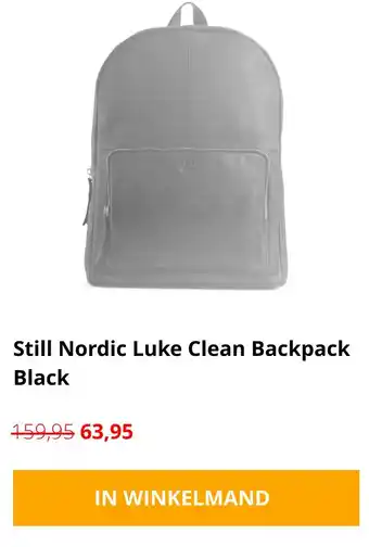 thebagstore.nl Still Nordic Luke Clean Backpack Black aanbieding