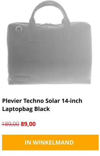 thebagstore.nl Plevier Techno Solar 14-inch Laptopbag Black aanbieding