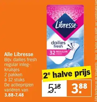 Albert Heijn Alle Libresse 2 pakken a 32 stuks aanbieding