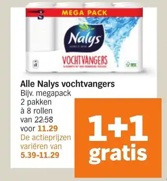 Albert Heijn Alle Nalys vochtvangers 2 pakken a 8 rollen, 1+1 Gratis aanbieding