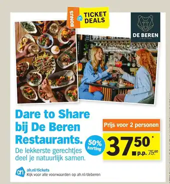 Albert Heijn Dare to Share bij De Beren Restaurants aanbieding