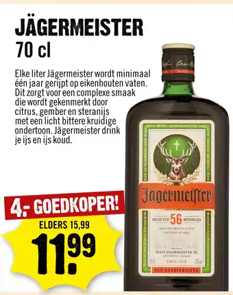 Dirck 3 JÄGERMEISTER 70cl aanbieding