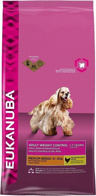 Bol.com Eukanuba dog adult - medium breed - kip - hondenvoer - 12 kg aanbieding
