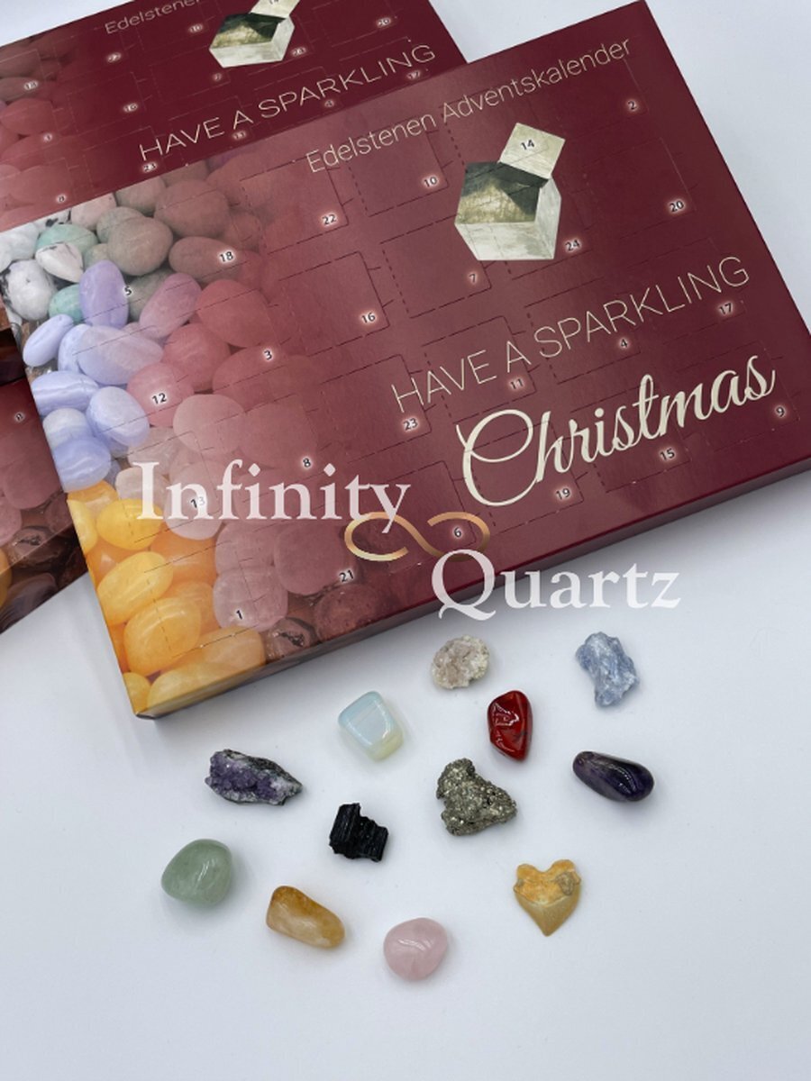 Infinity quartz adventkalender edelstenen 24 edelstenen en fossielen