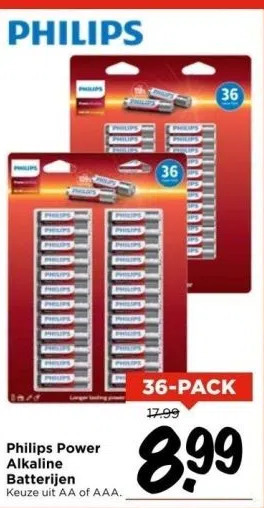 Vomar Voordeelmarkt Philips power alkaline batterijen aanbieding