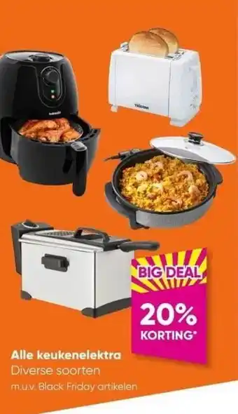 Big Bazar Alle keukenelektra 20% korting aanbieding