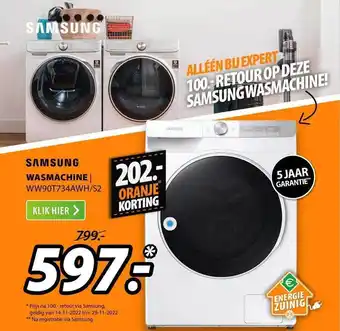 Expert Samsung wasmachine | ww90t734awh-s2 aanbieding