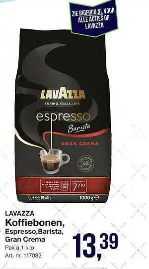 Bidfood Lavazza Koffiebonen, Espresso, Barista, Gran Crema aanbieding