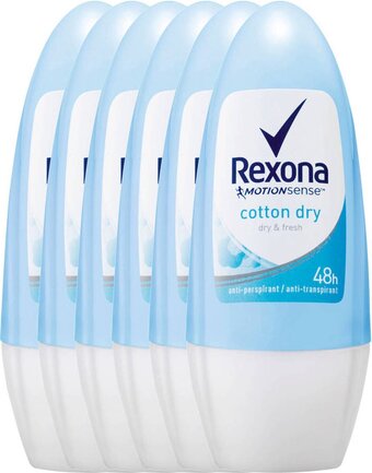 Bol.com Rexona dry cotton deodorant roller - 6 x 50 ml - voordeelverpakking aanbieding
