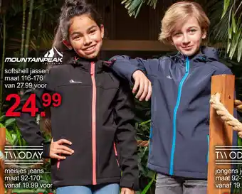 Scapino Mountainpeak Softsheel jassen mt. 116-176 aanbieding