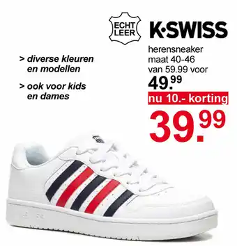 Scapino K-SWISS Herensneaker mt. 40-46 aanbieding