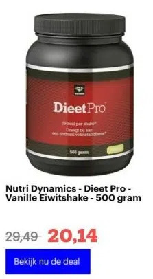Bol.com Nutri dynamics - dieet pro - vanille eiwitshake - 500 gram aanbieding