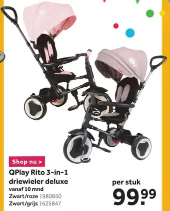 Intertoys Qplay Rito 3-in-1 driewieler deluxe aanbieding