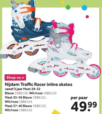Intertoys Nijdam Traffic Racer inline skates mt. 28-32 aanbieding